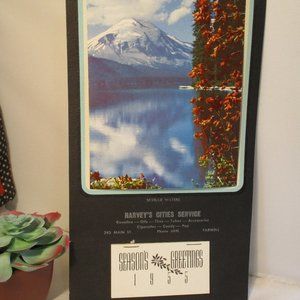 Vintage 1955 Wall Calendar Farwell Mi Michigan Skyblue Waters Snowy Moun…